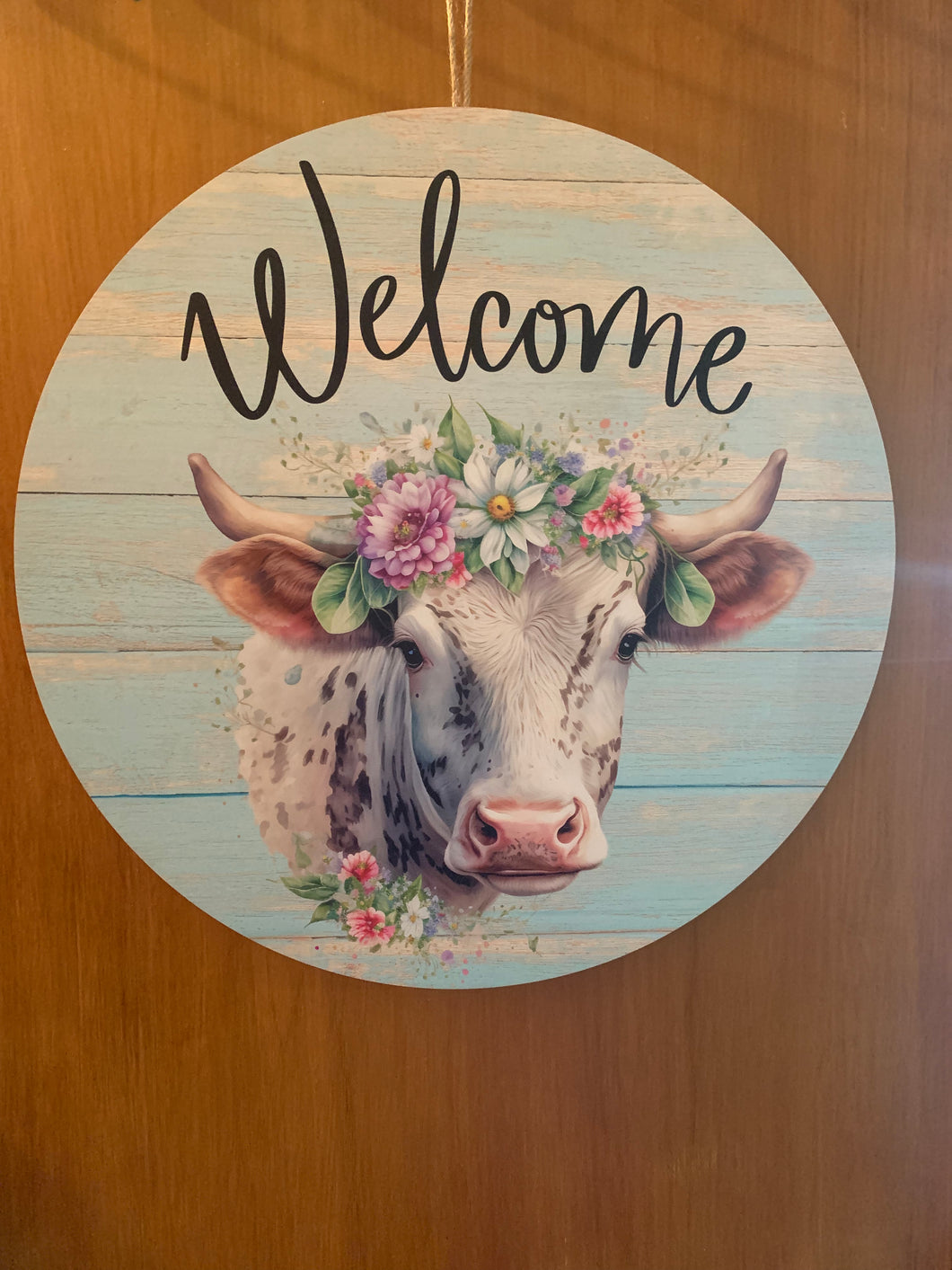 18” Round Cow w/flowers