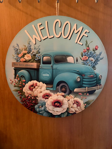 18” Round Welcome Truck w/flowers